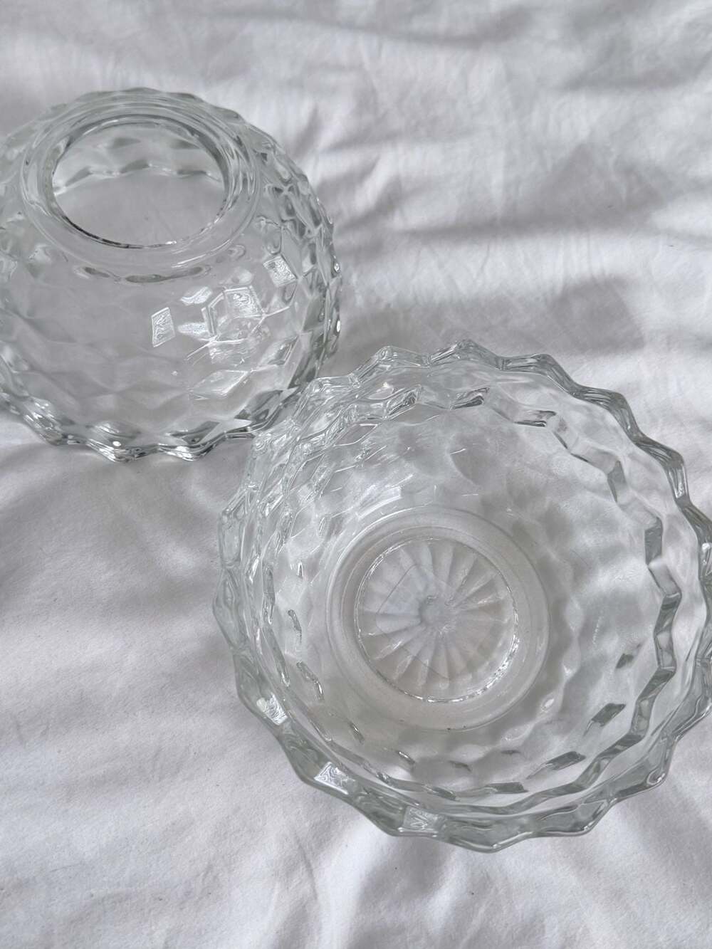 Homco Clear Glass Diamond Pattern Fairy Lamp Base
